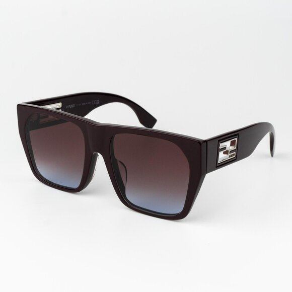 Fendi BAGUETTE Men Sunglasses Square Matte Brown Gradient Bordeaux  FE40124F 81T - Picture 1 of 12